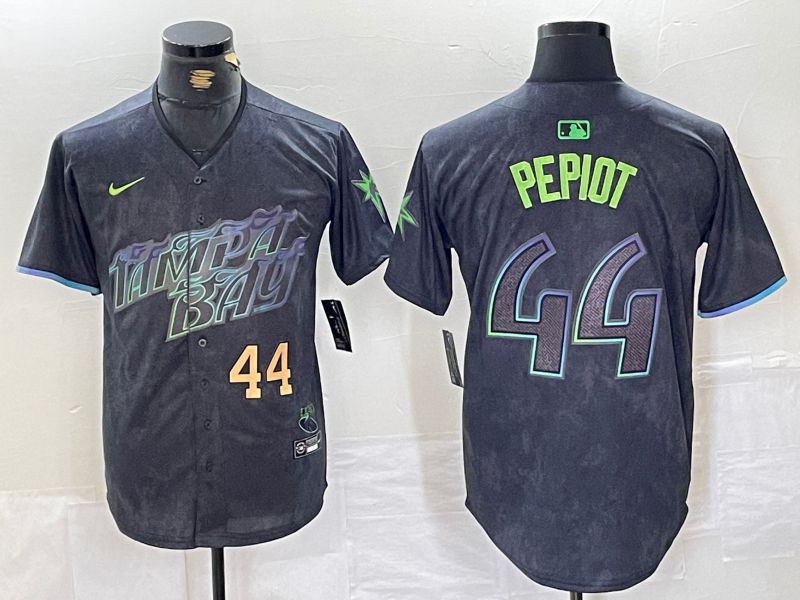 Men Tampa Bay Rays #44 Pepiot Black City Edition Nike 2024 MLB Jersey style 2